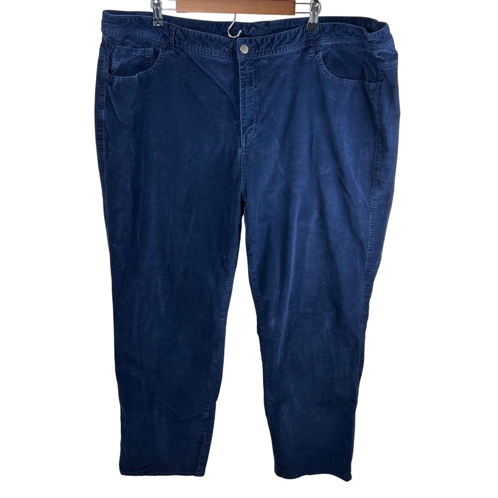 Lane Bryant Navy Blue‎ Corduroy Pants Womens Size 28 Cotton Blend Stretch